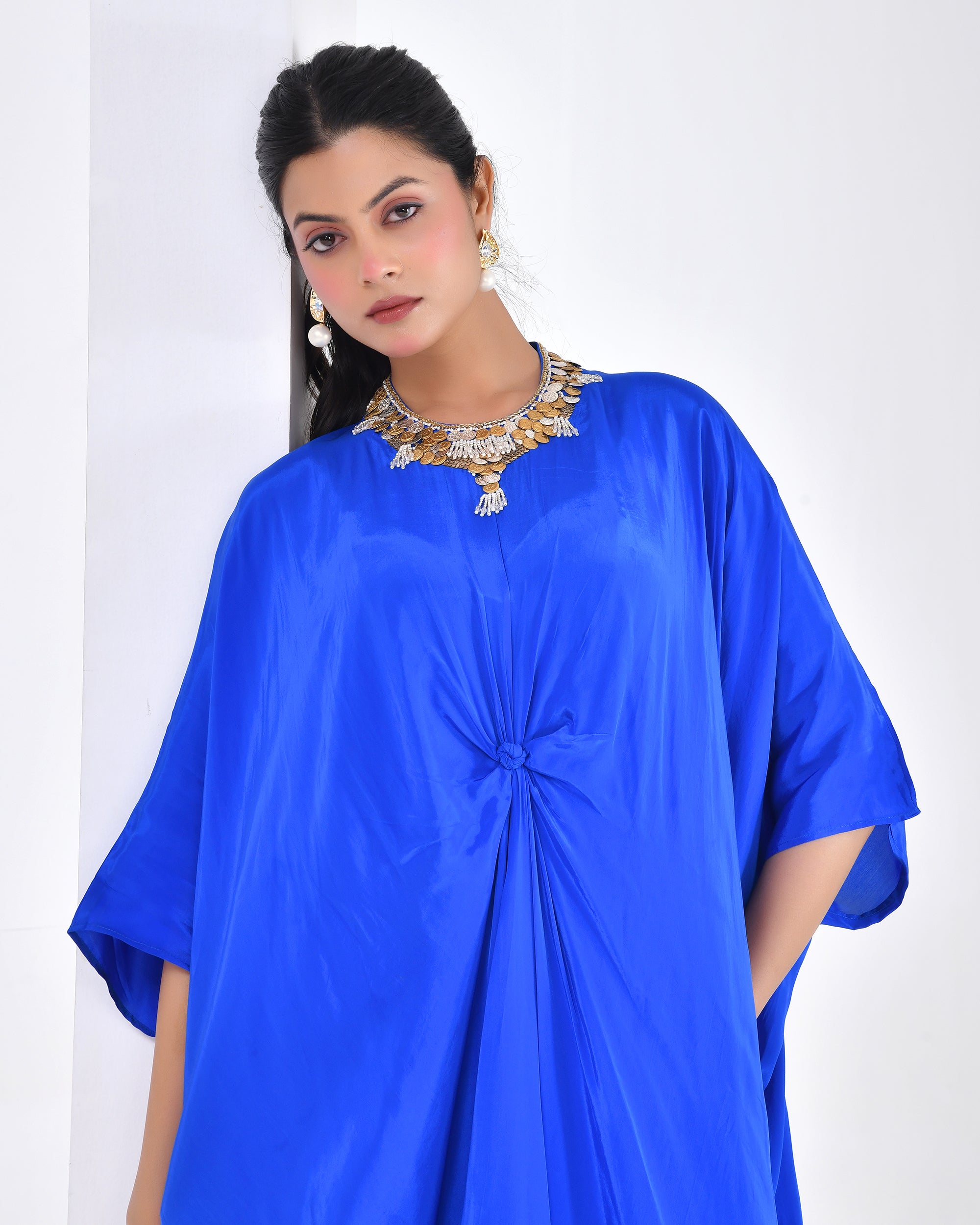 Electric Blue Flowy Indo-Western Set