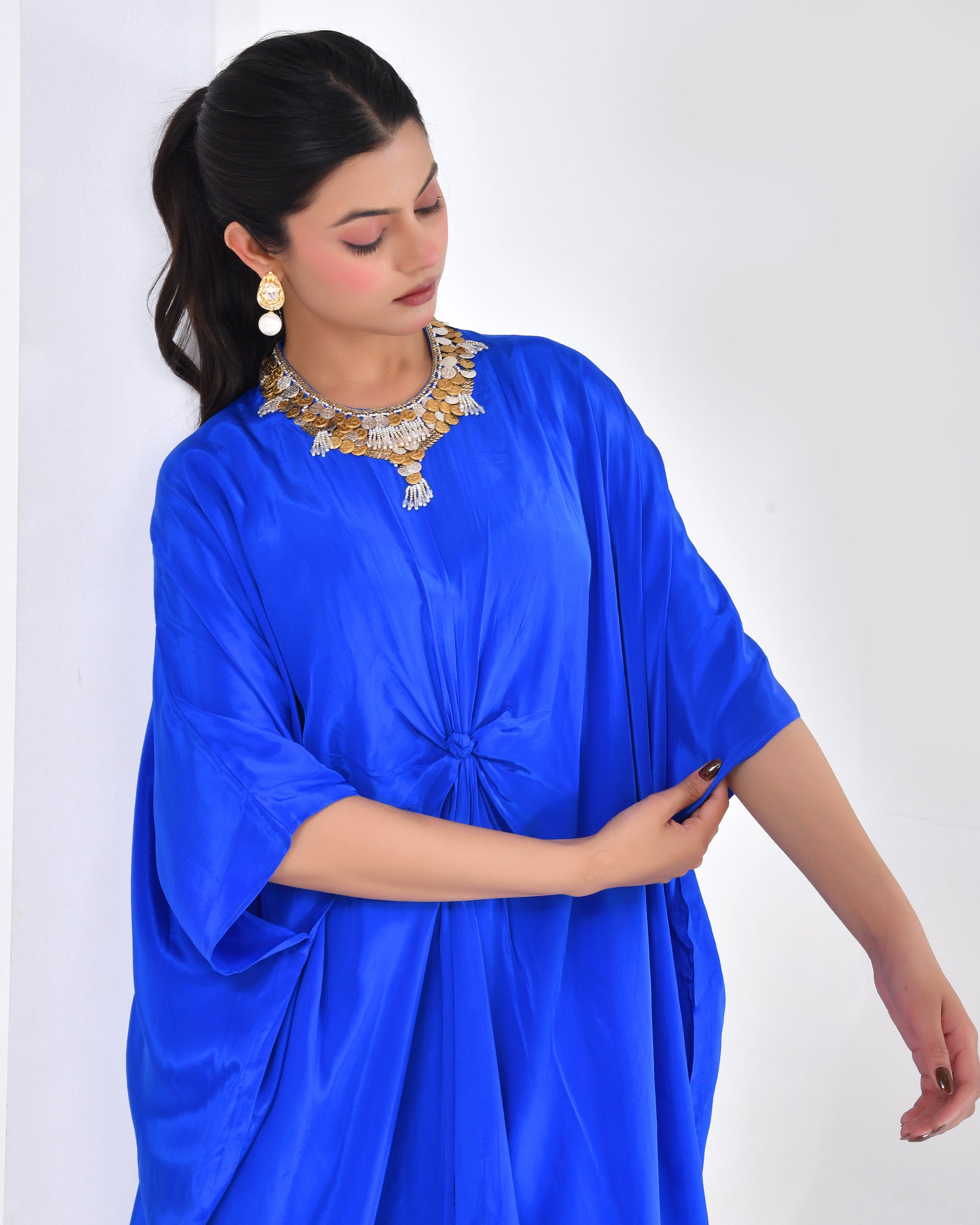 Electric Blue Flowy Indo-Western Set