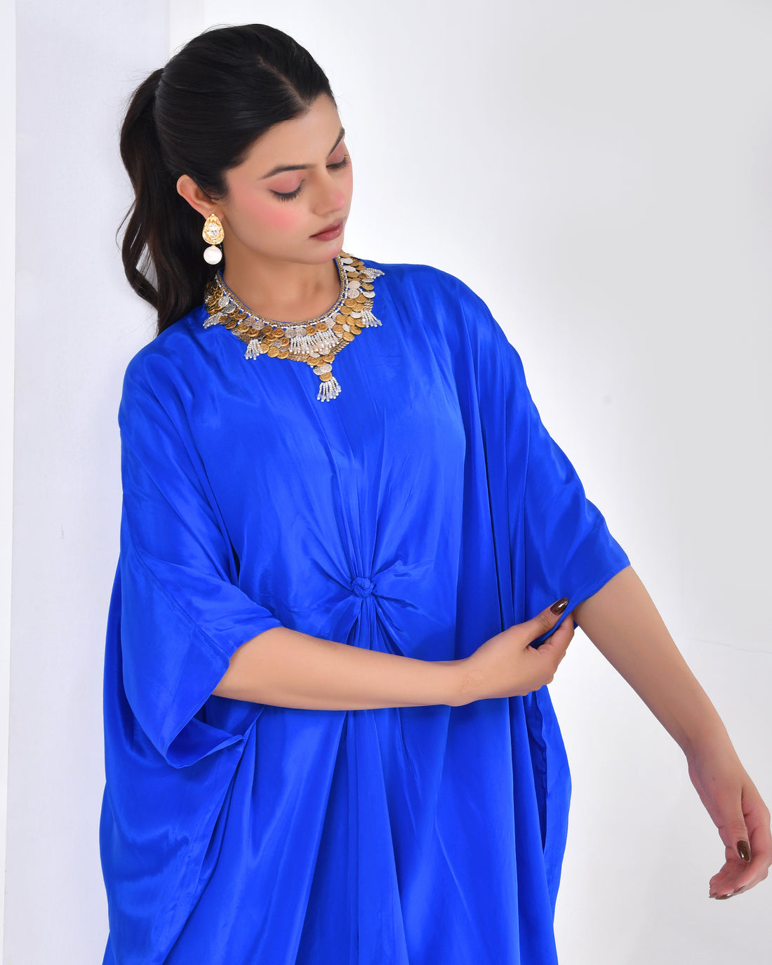 Electric Blue Flowy Indo-Western Set