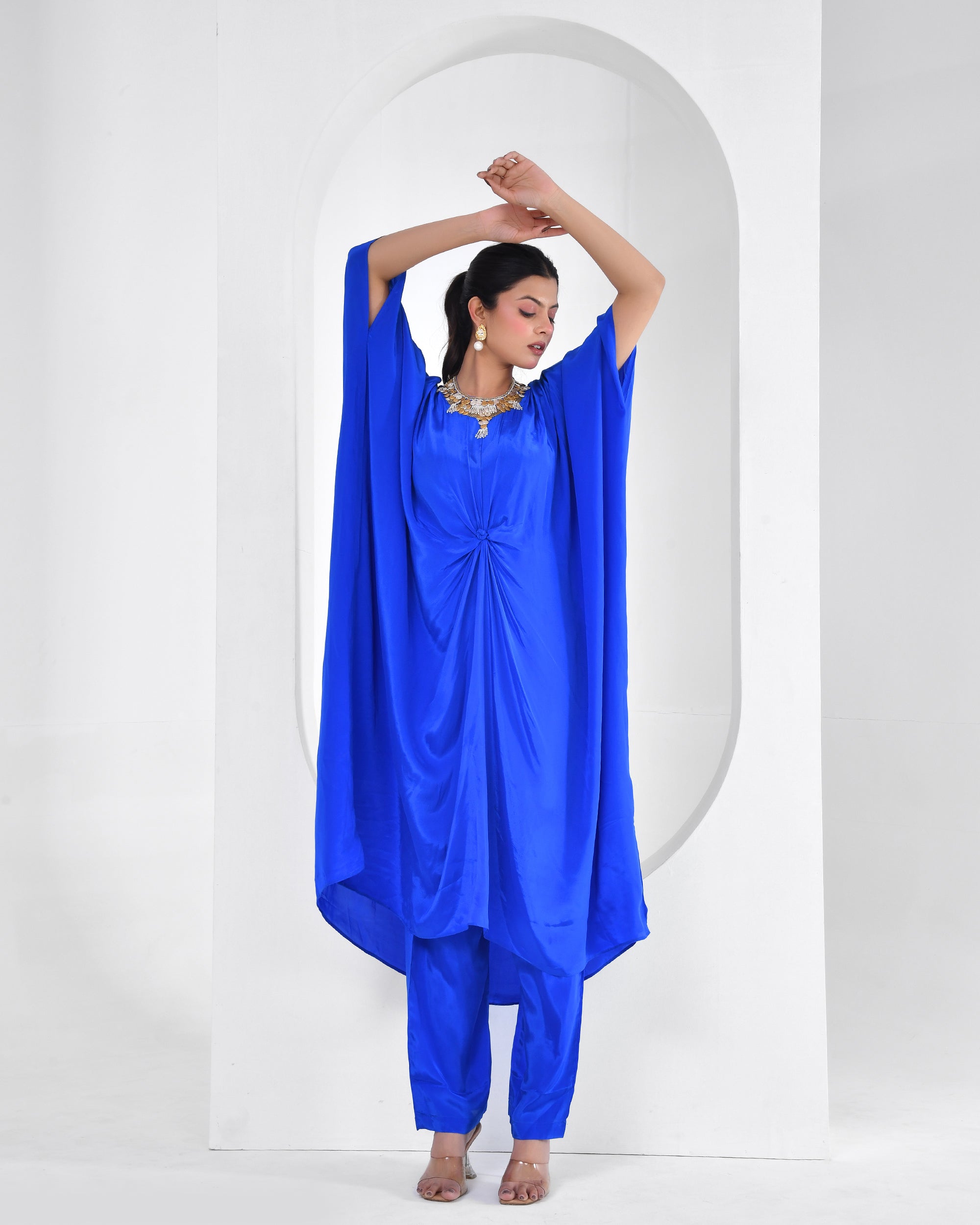 Electric Blue Flowy Indo-Western Set