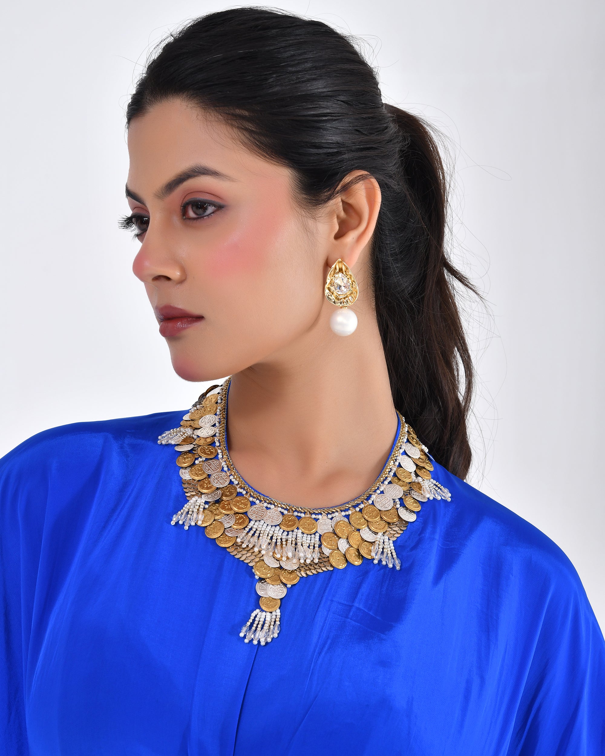 Electric Blue Flowy Indo-Western Set