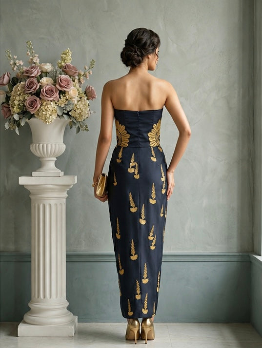 Navy Blue corset Indo-Western