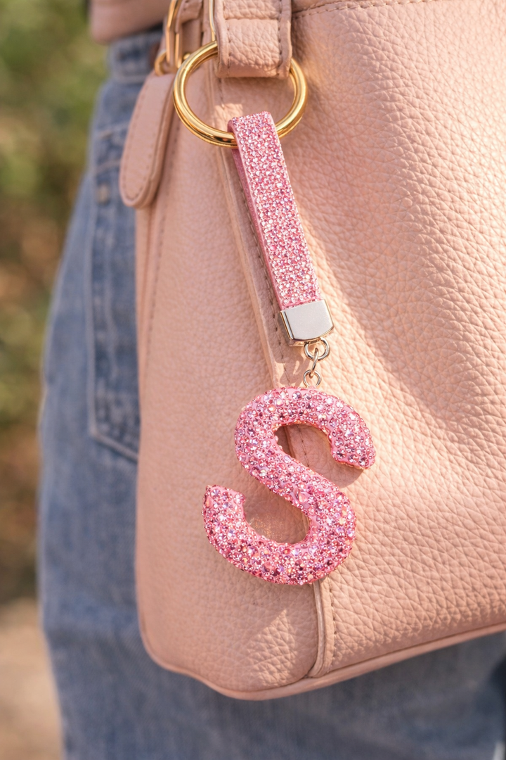 Rhinestone Studded Initial Keychains