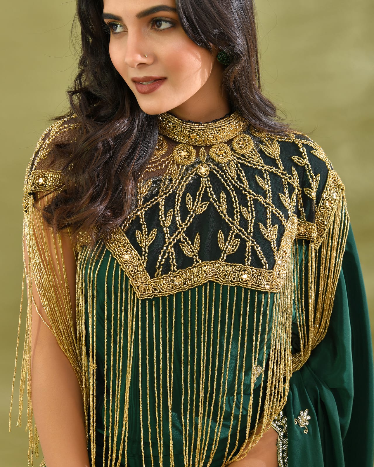 Emerald gold elegance cape