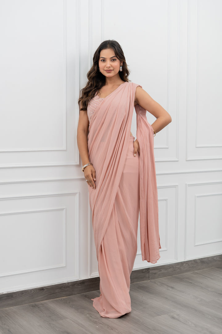 Blush Whisper Pre-Draped Jacket Saree