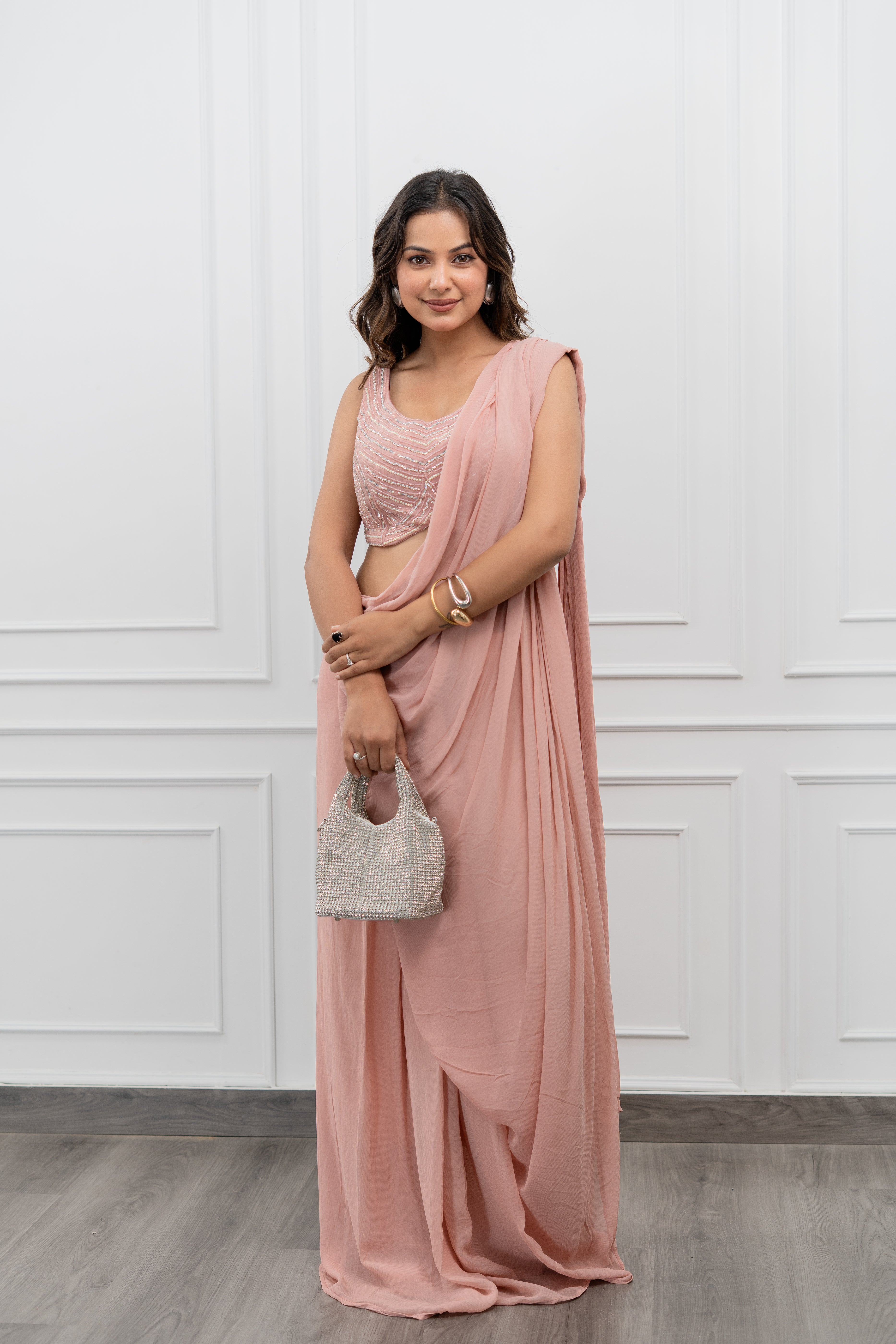 Blush Whisper Pre-Draped Jacket Saree