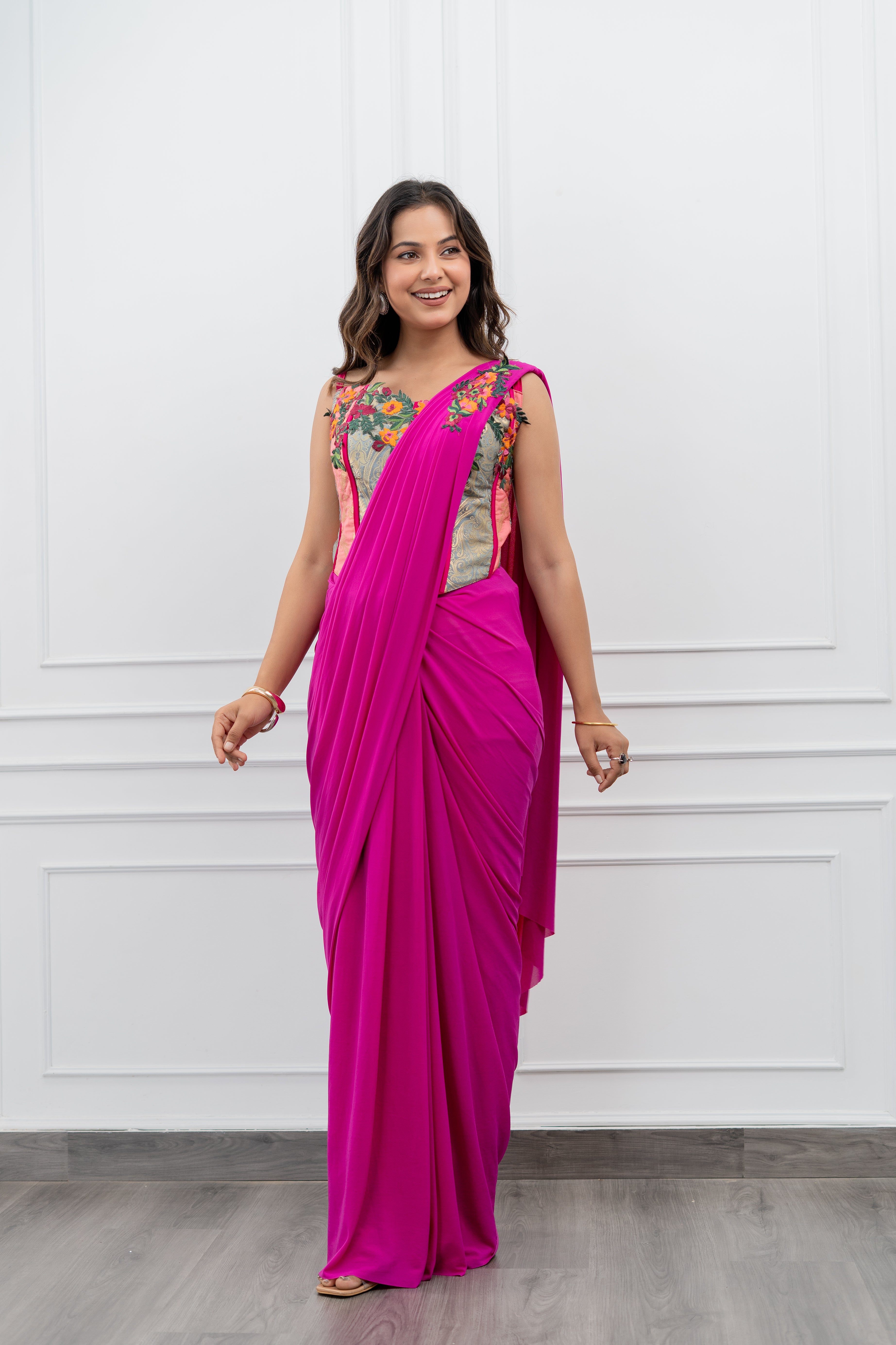 Fuchsia Bloom Pre-Draped Corset