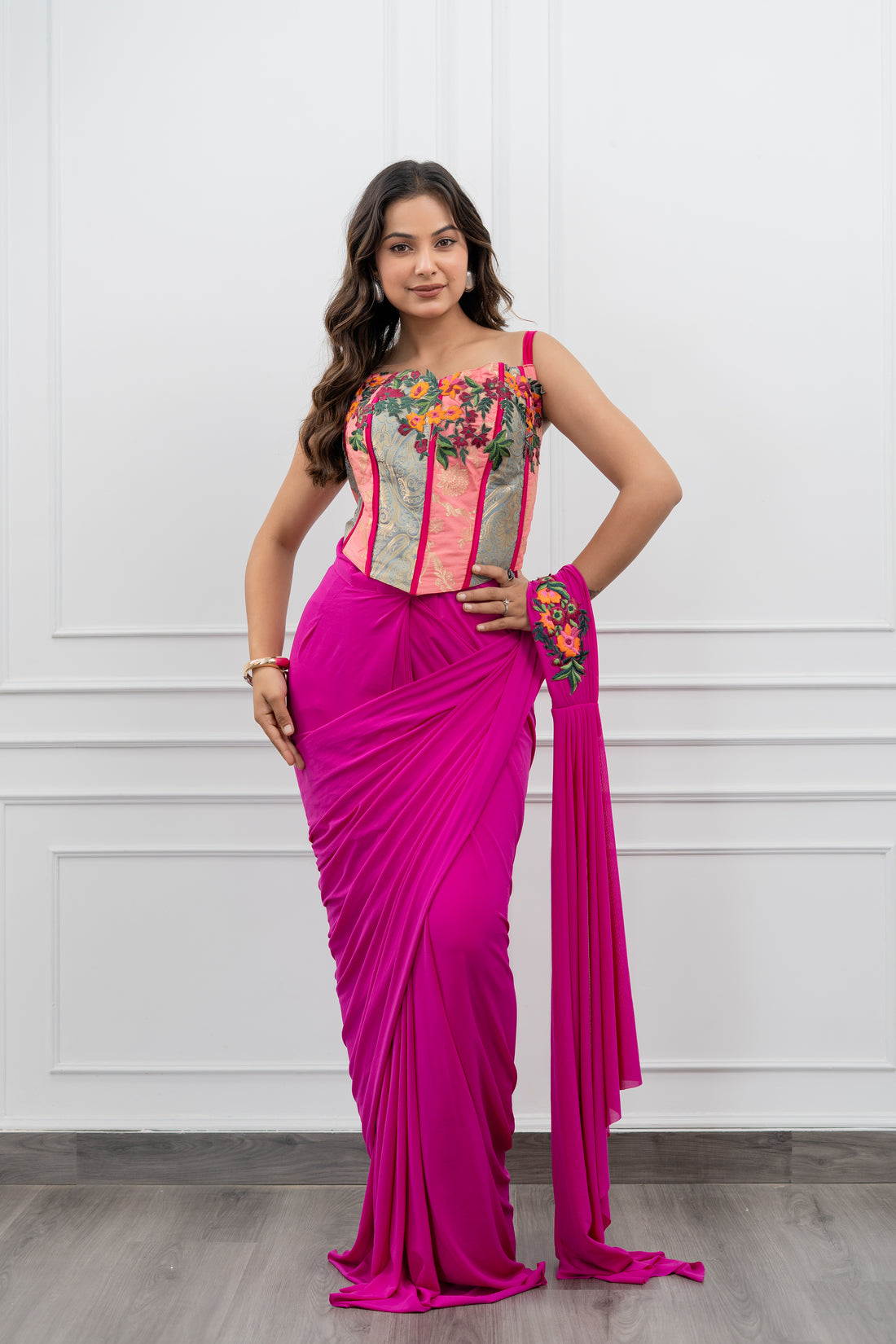 Fuchsia Bloom Pre-Draped Corset