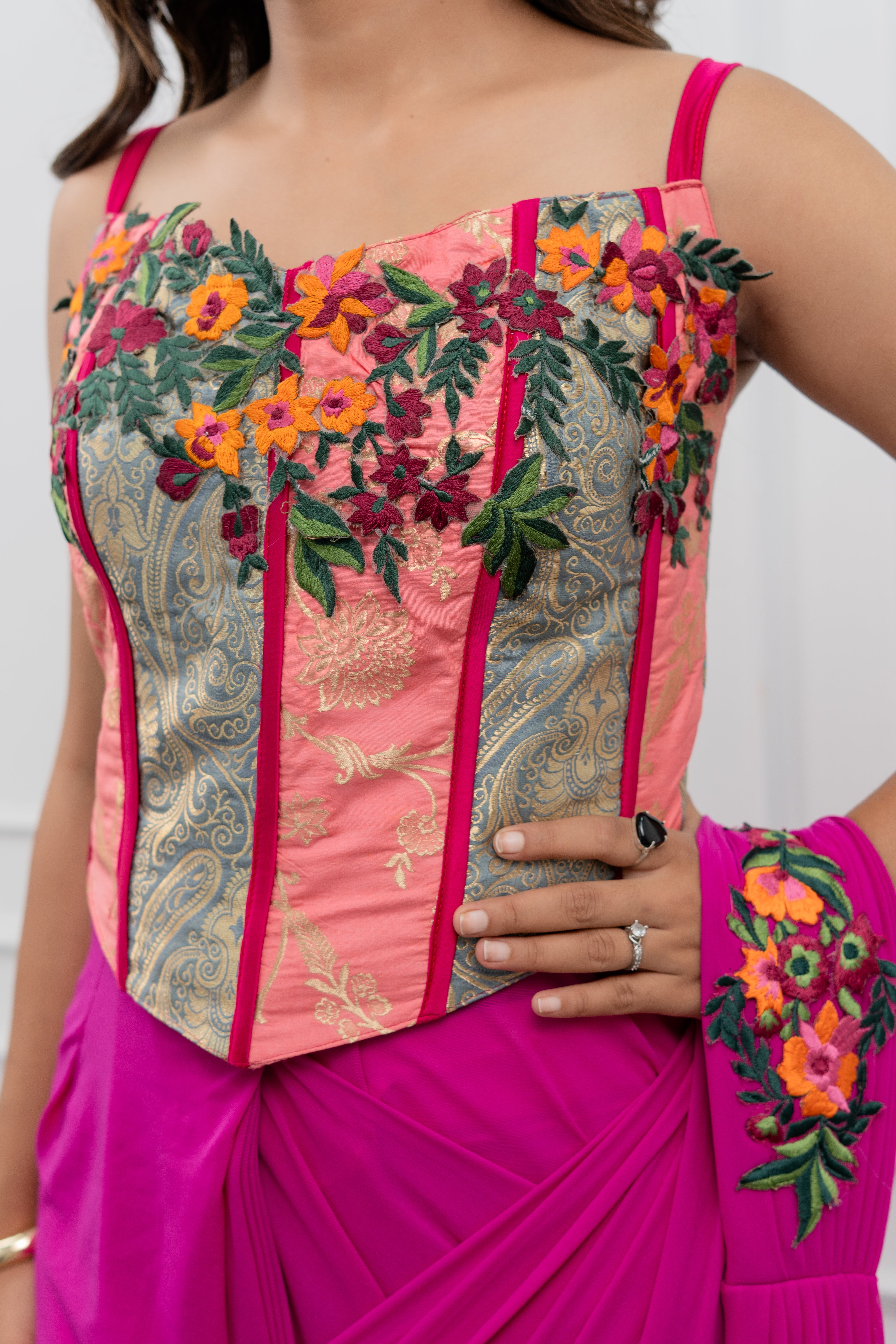 Fuchsia Bloom Pre-Draped Corset