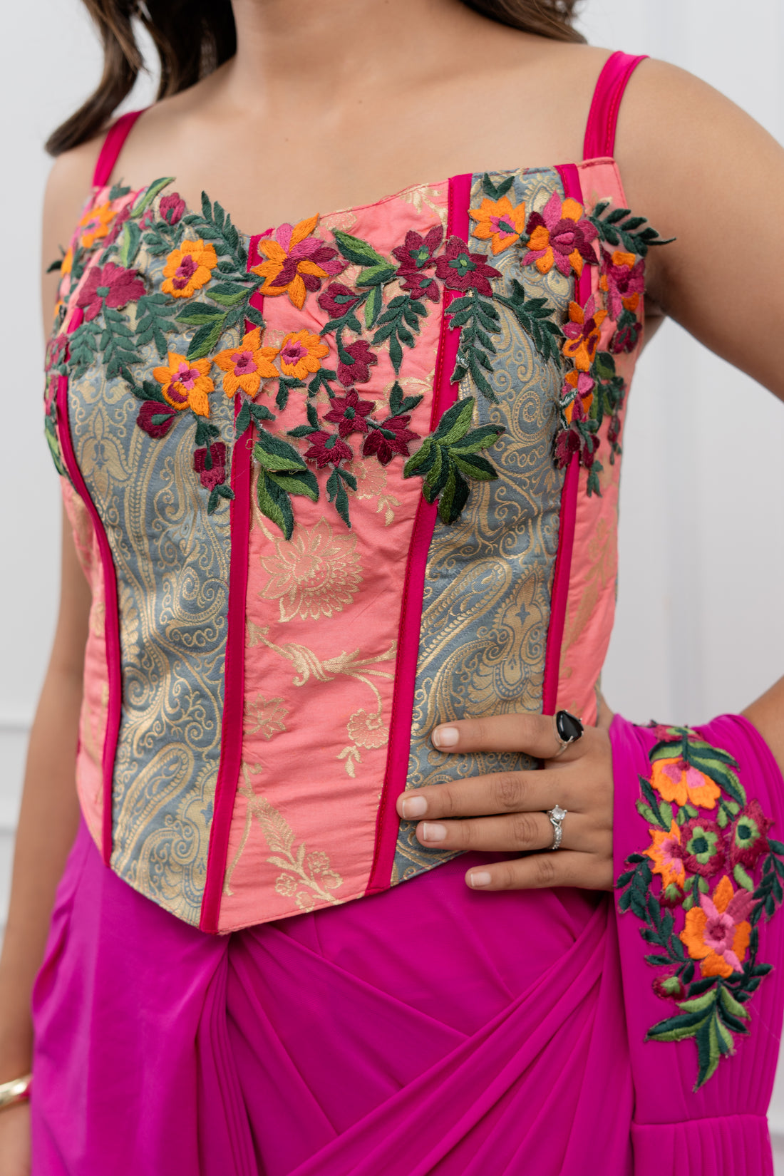 Fuchsia Bloom Pre-Draped Corset