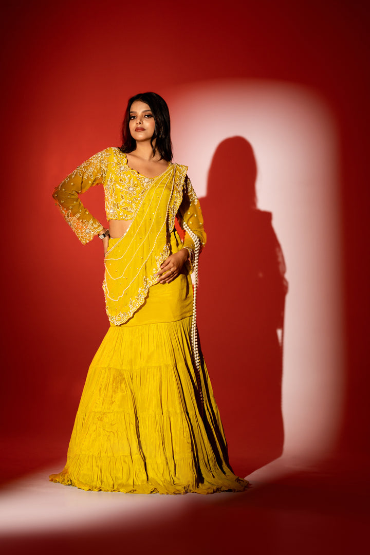 Sunshine pearl pallu lehenga set