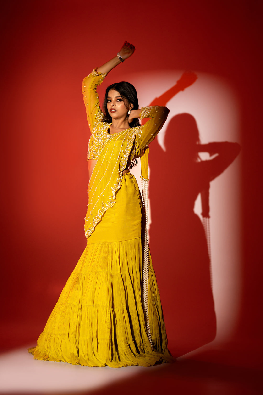 Sunshine pearl pallu lehenga set