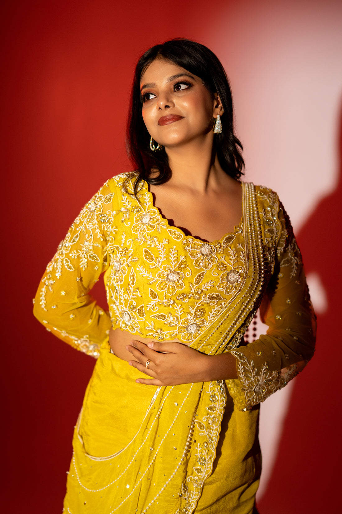 Sunshine pearl pallu lehenga set