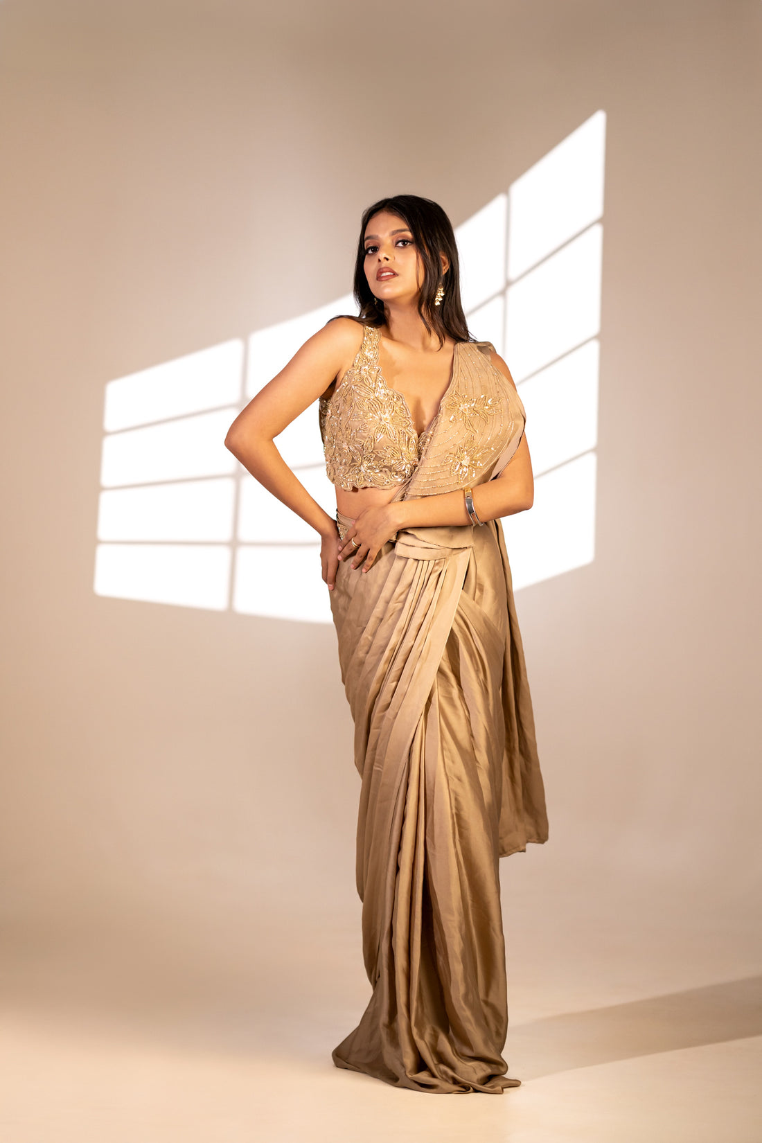 Chiku predraped saree