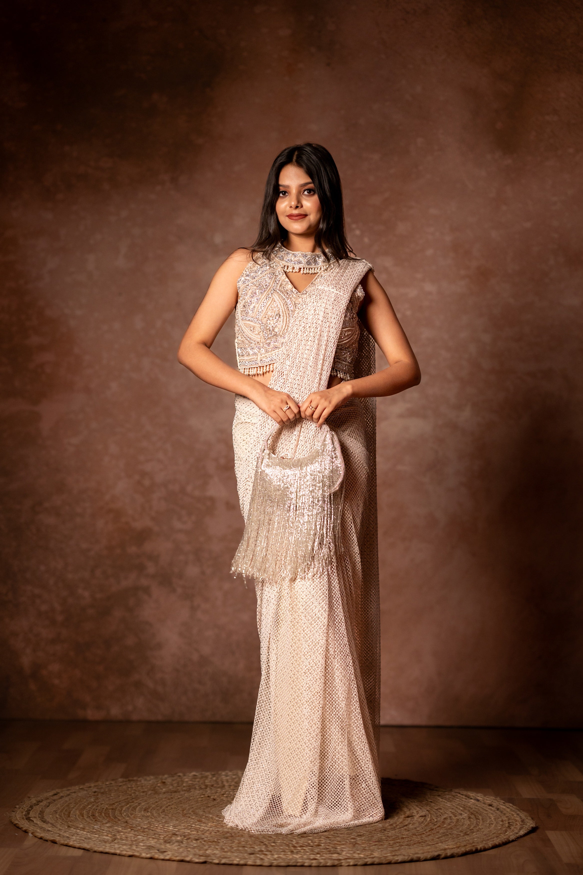 Rhinestone Drape Saree