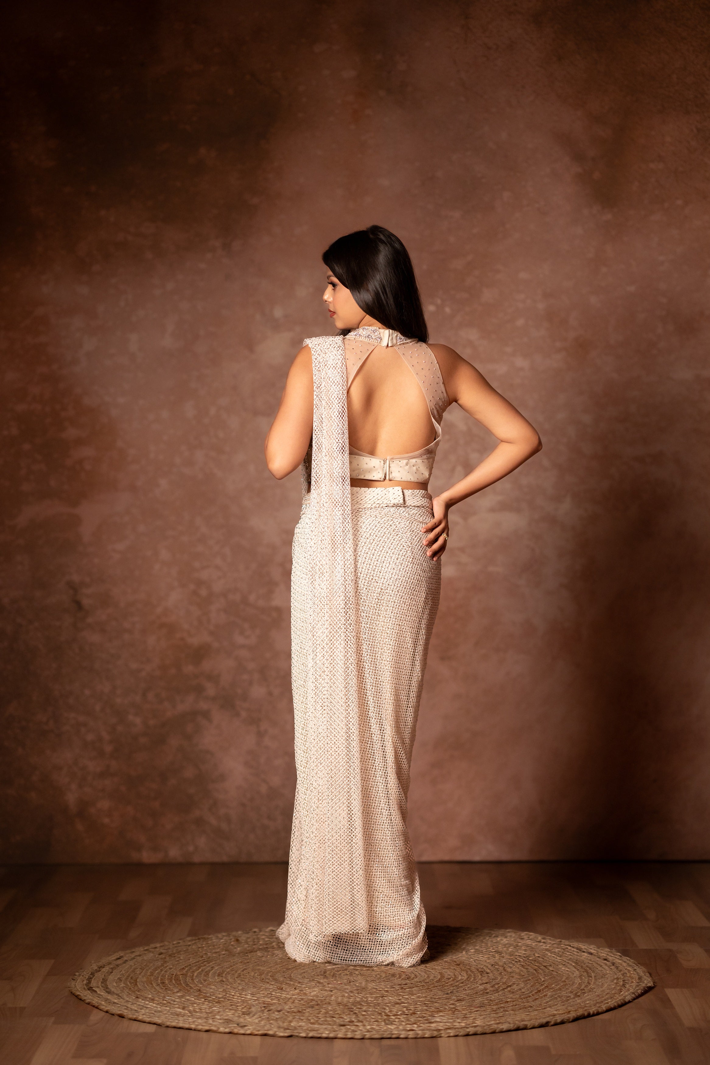 Rhinestone Drape Saree