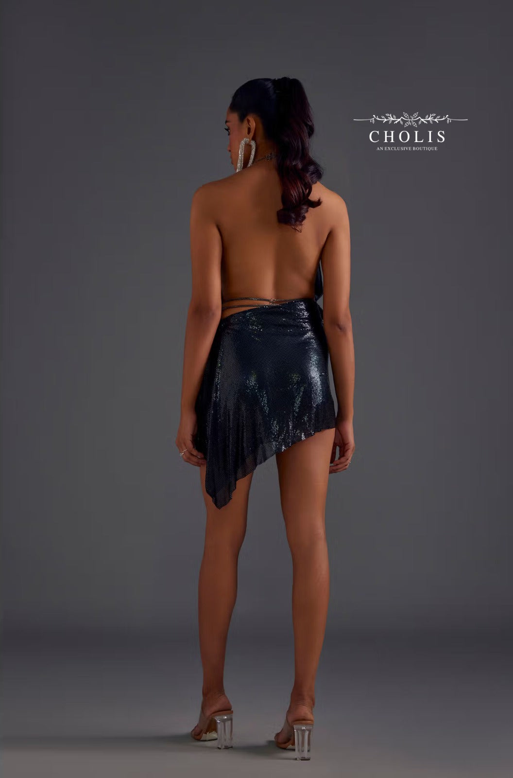 Midnight Glimmer Sequin Halter Top