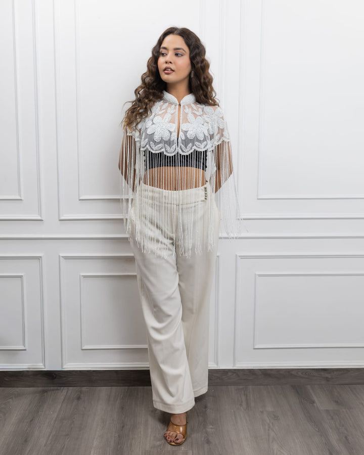 Ivory Floral Glow Cape