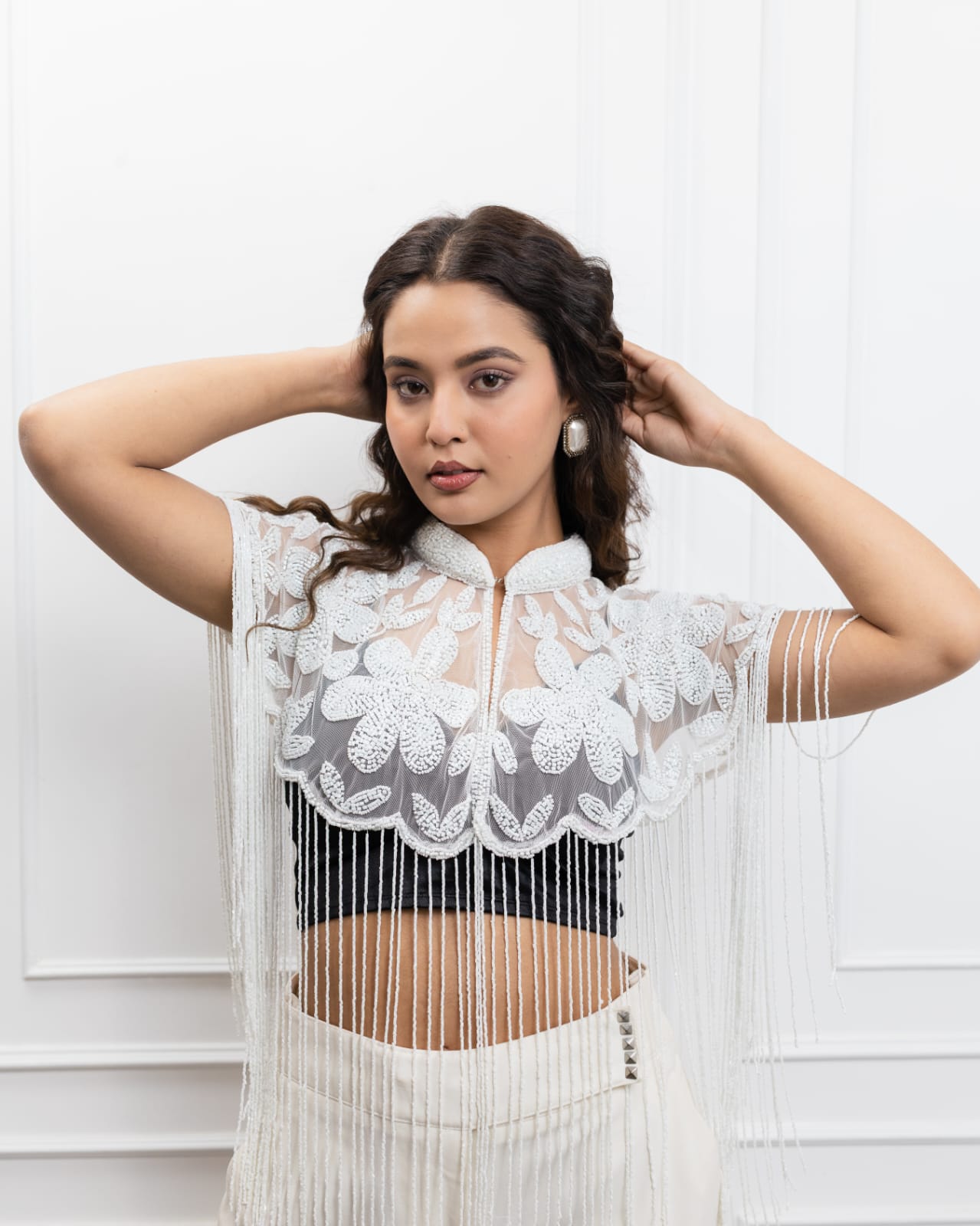 Ivory Floral Glow Cape