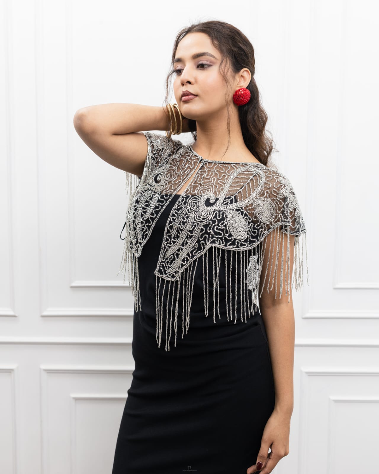 Silver Fringe Short Cape