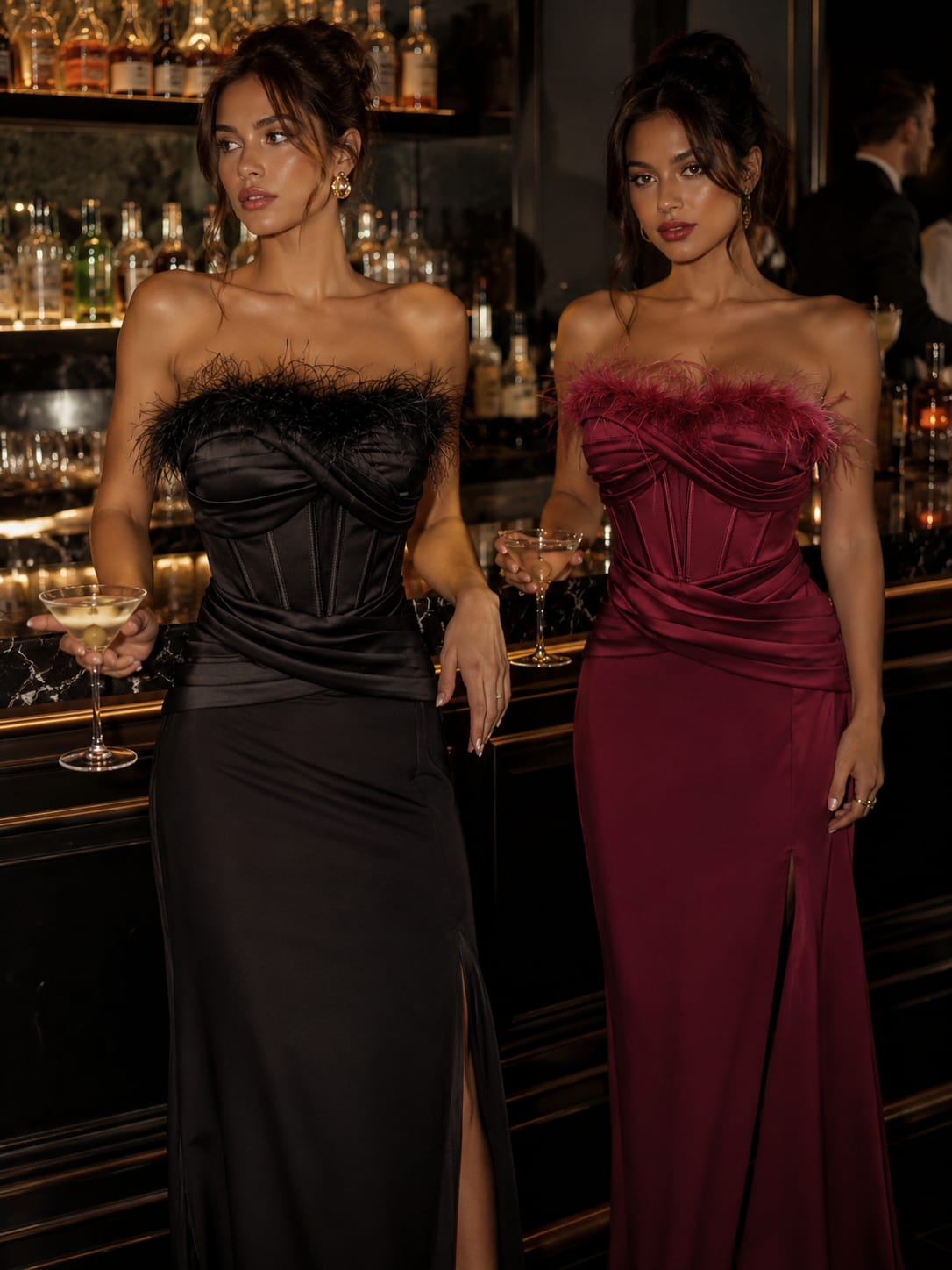 Velvet Plume Corset Gown