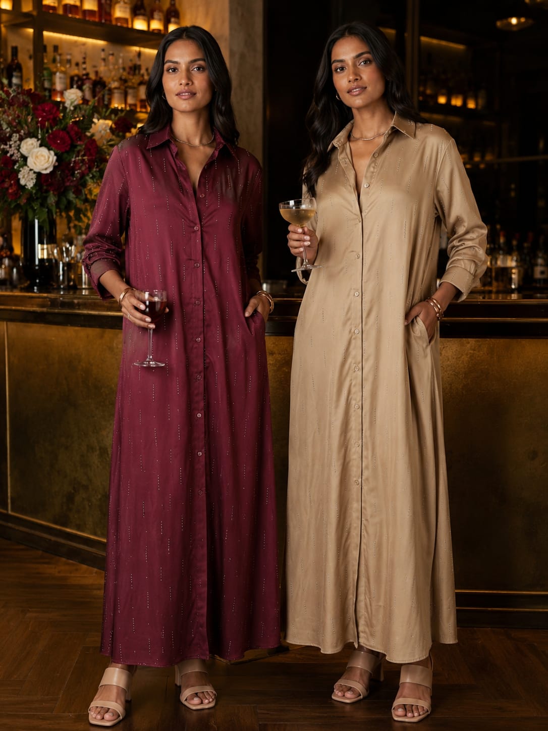 Celeste Shimmer Shirt Dress