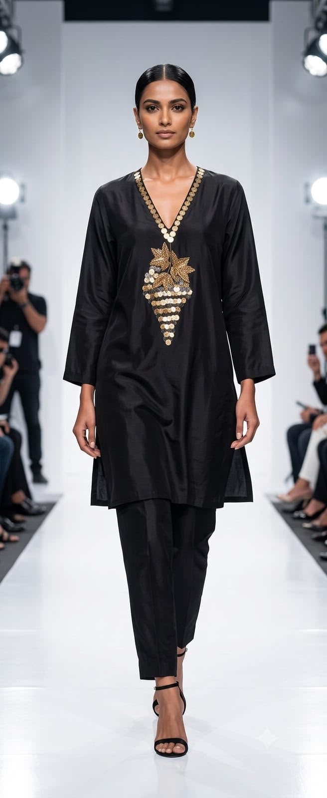 Black Bloom Kurta Set