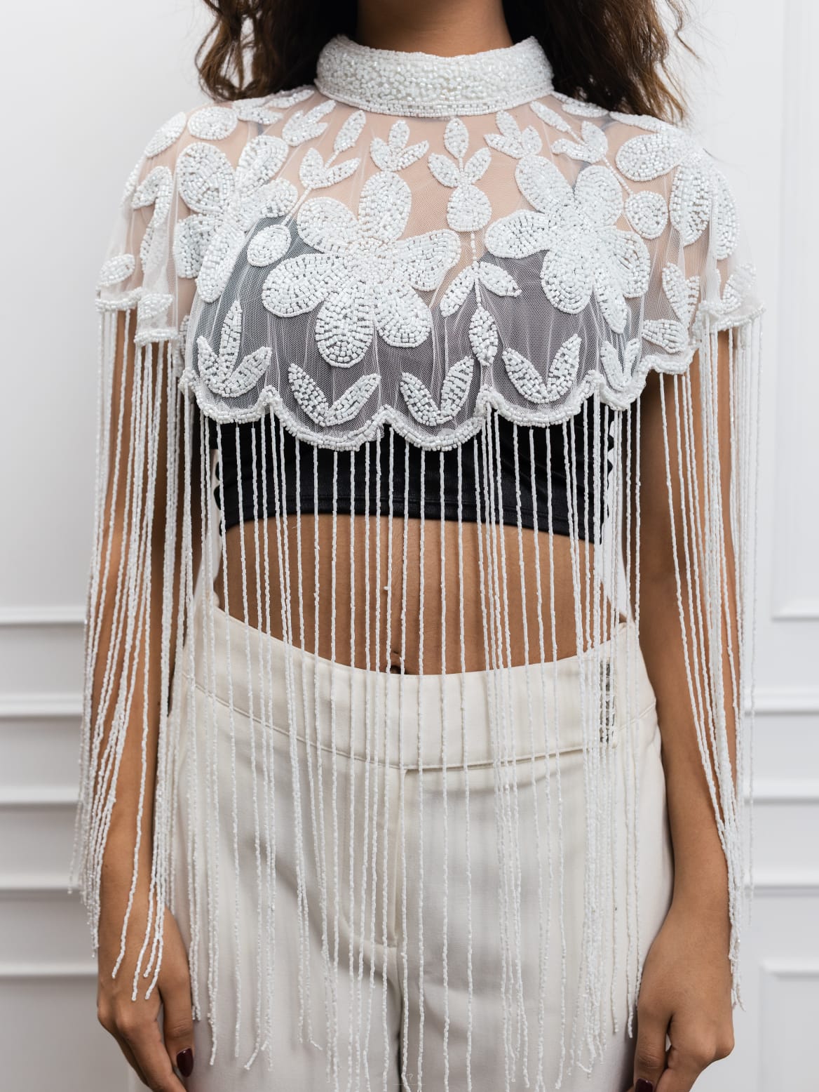 Ivory Floral Glow Cape