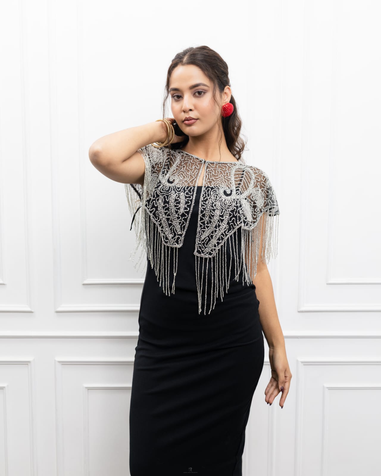 Silver Fringe Short Cape