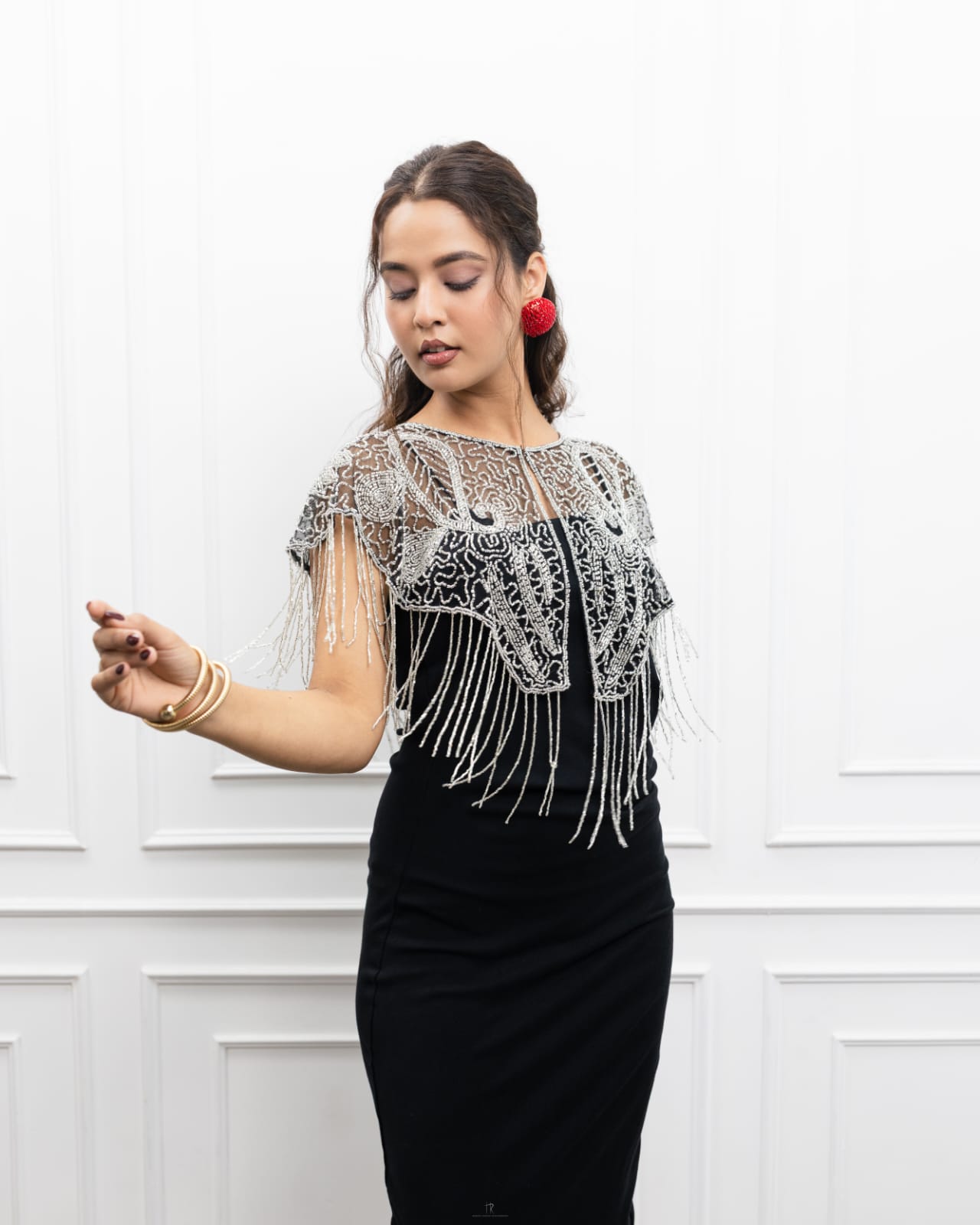 Silver Fringe Short Cape