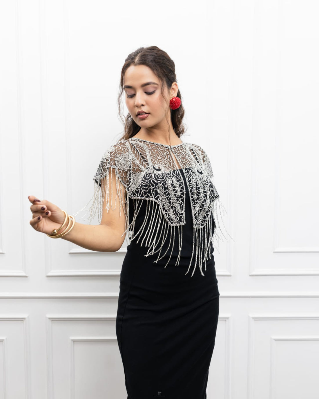 Silver Fringe Short Cape