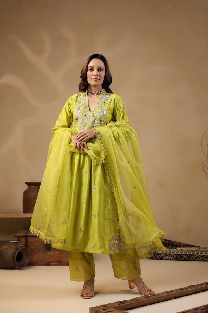 Noor Lime Handwork Suit Set