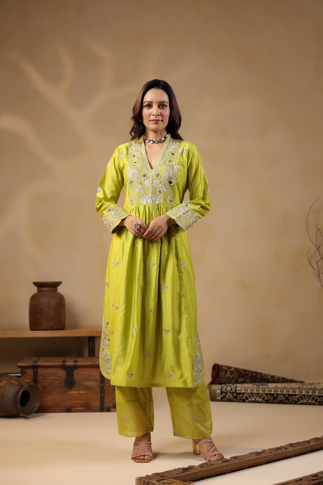 Noor Lime Handwork Suit Set