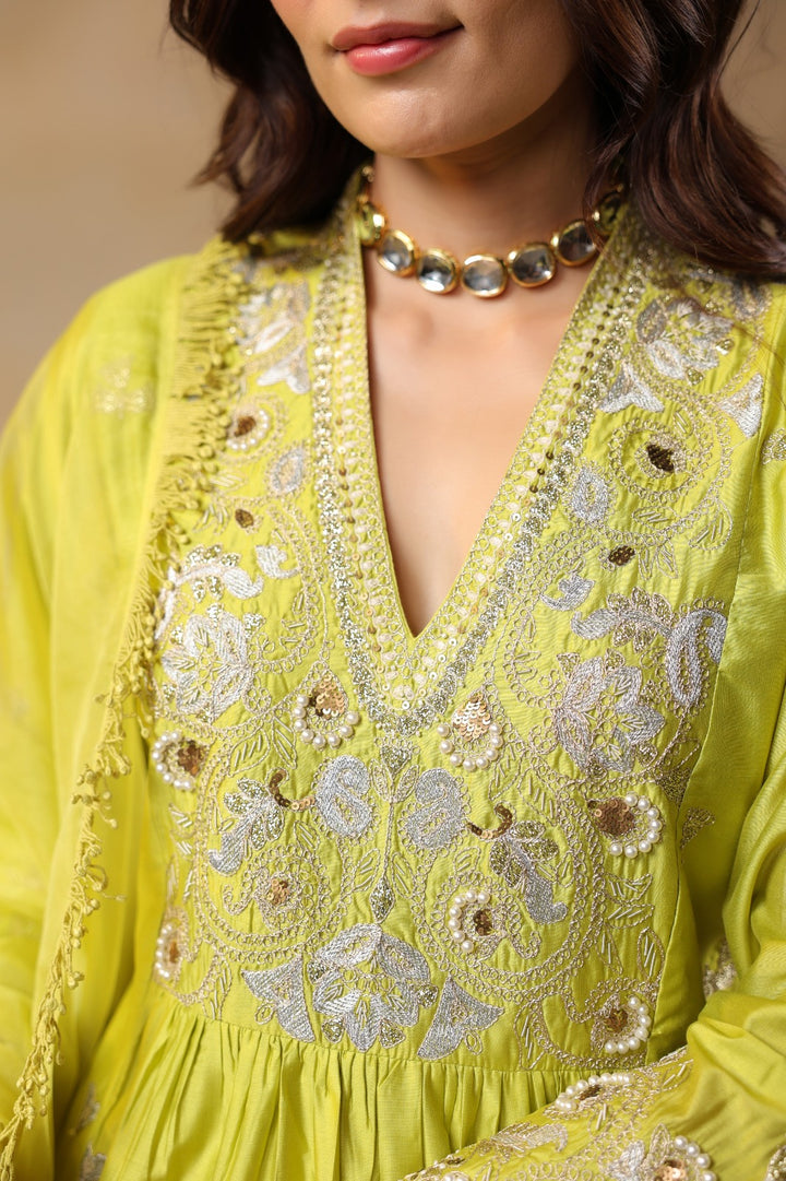 Noor Lime Handwork Suit Set