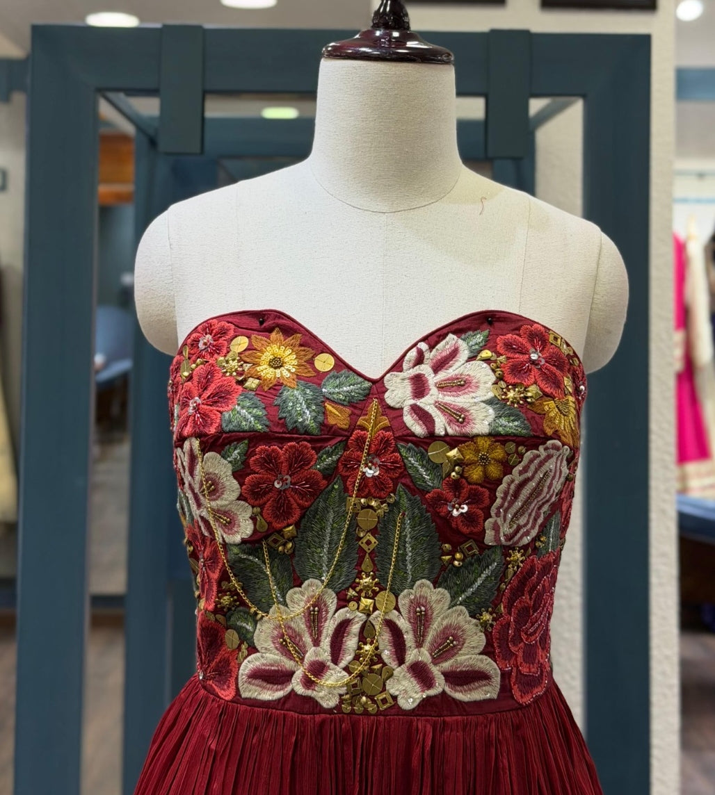 Ruby Blossom Corset Gown