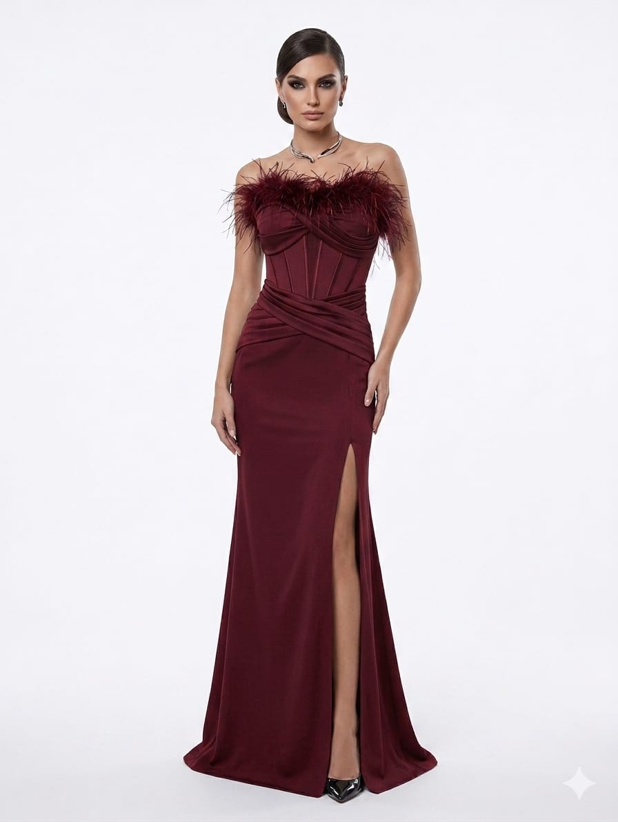 Velvet Plume Corset Gown