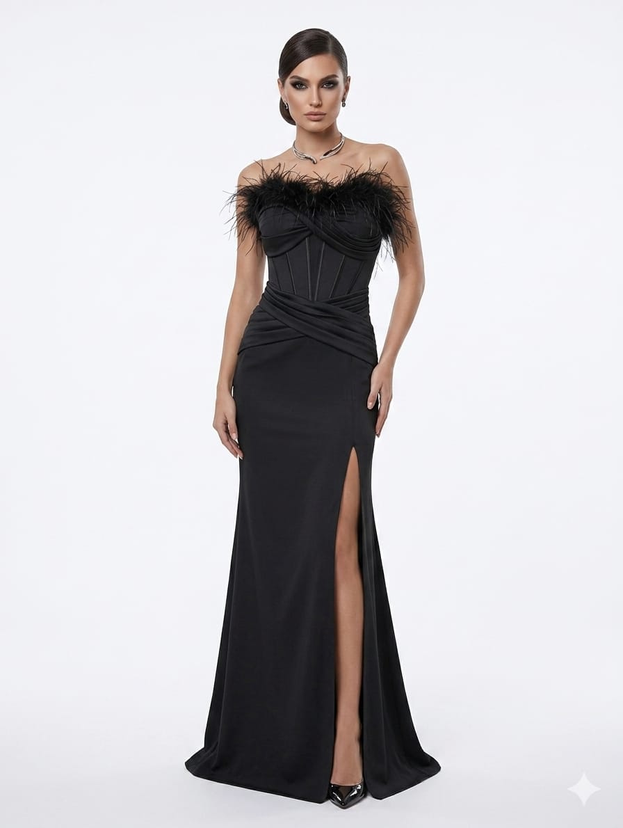 Velvet Plume Corset Gown