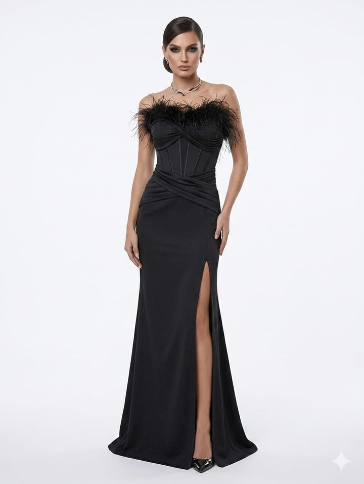 Velvet Plume Corset Gown