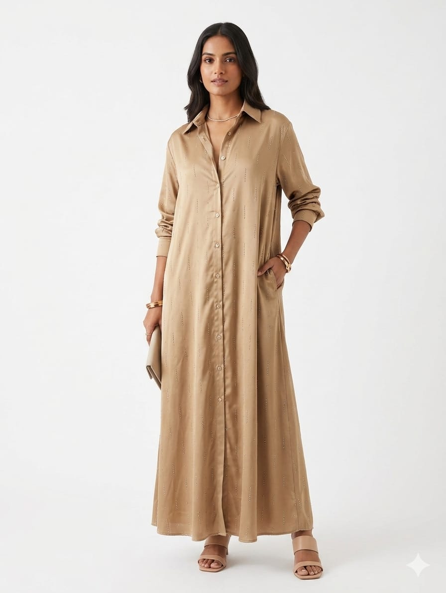 Celeste Shimmer Shirt Dress