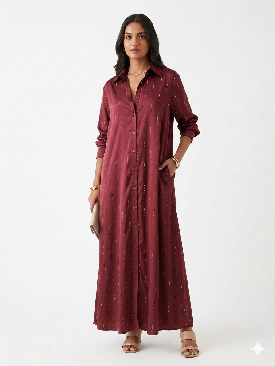 Celeste Shimmer Shirt Dress