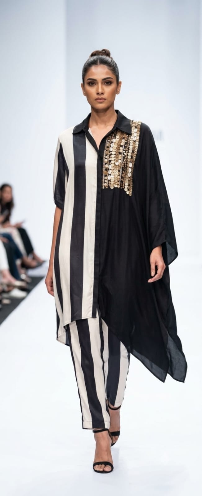 Half Striped Kurta Set