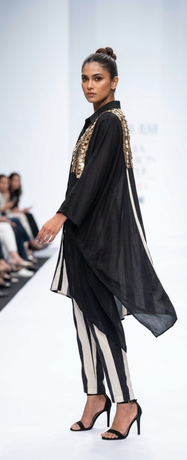 Half Striped Kurta Set