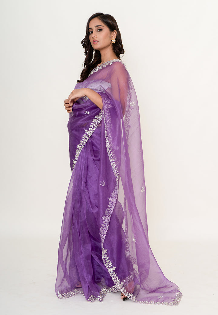 Moonlit Lavender Border Saree