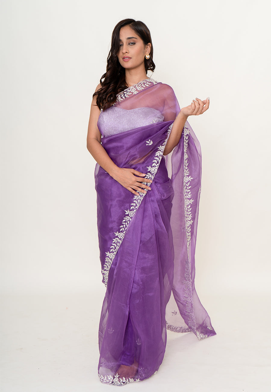 Moonlit Lavender Border Saree