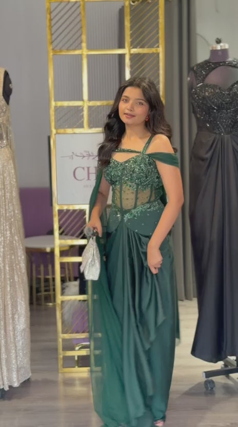 Emerald Enchanté Corset Drape