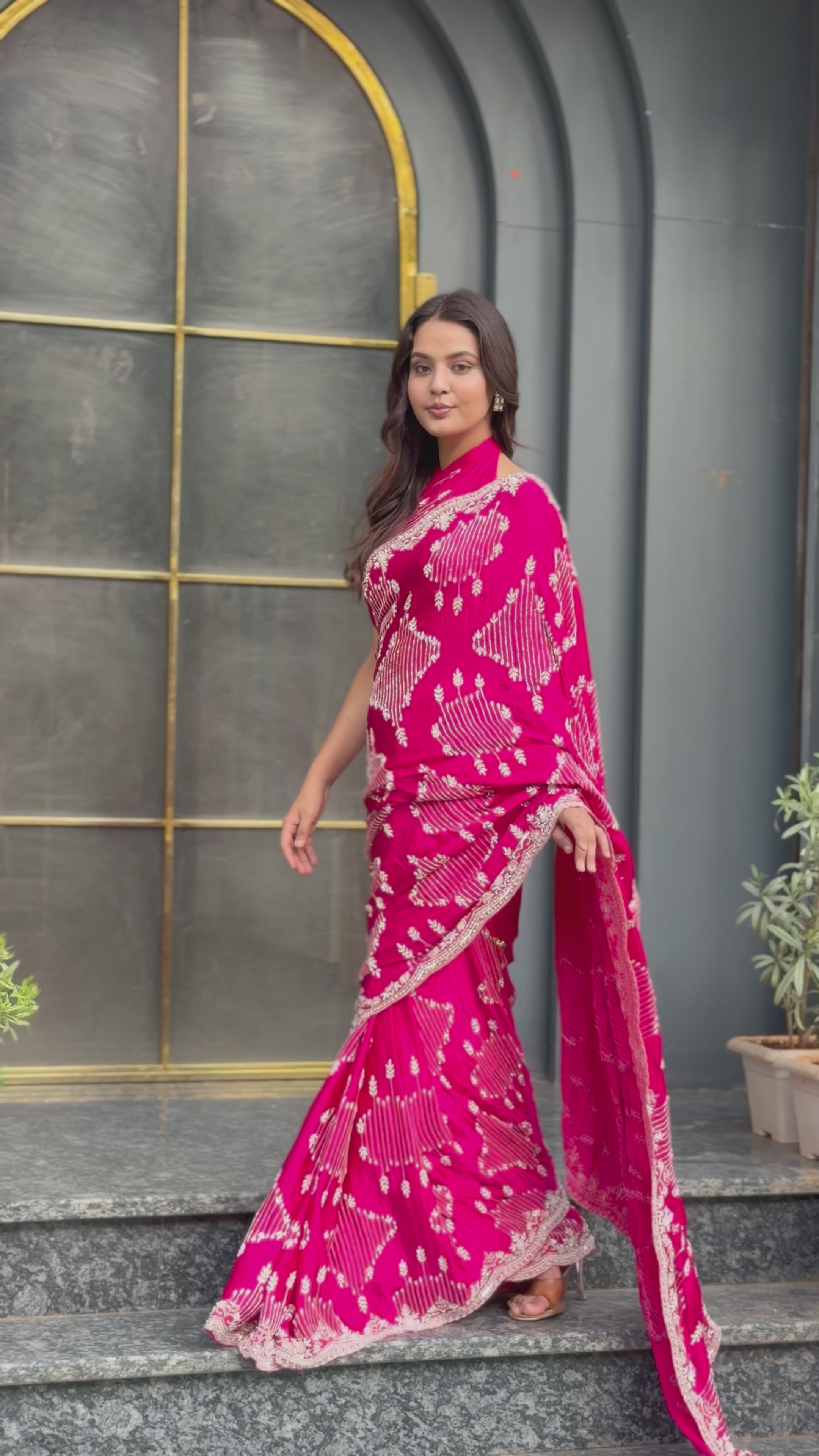 Scallop Detailing Heavy Bridal Saree