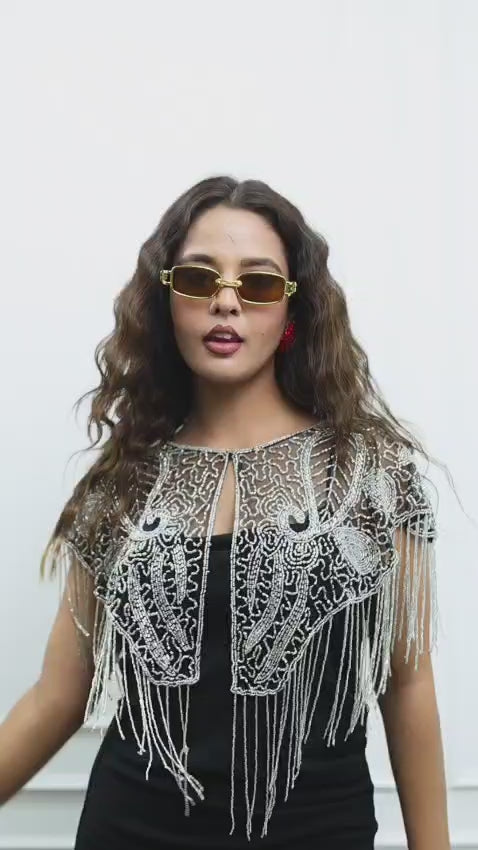 Silver Fringe Short Cape