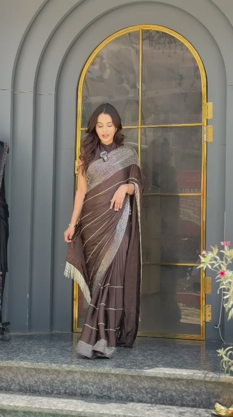 Mocha Shimmer Kardana Saree