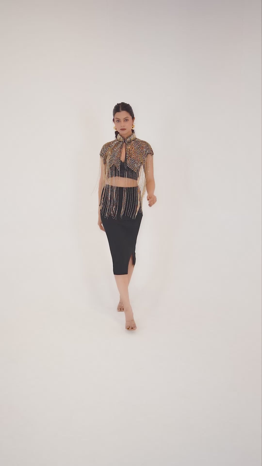 Golden Chevron Fringe Cape