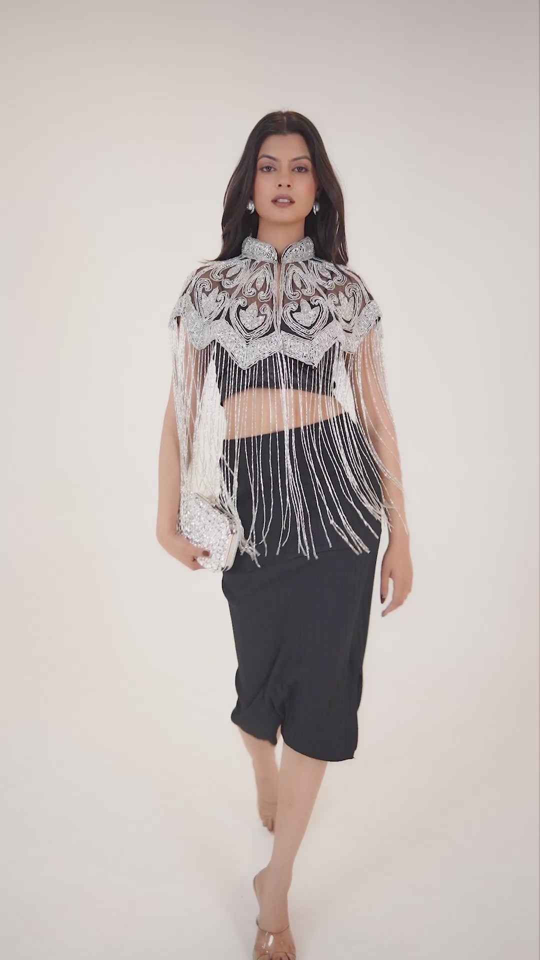 Silver Swan Fringe Cape